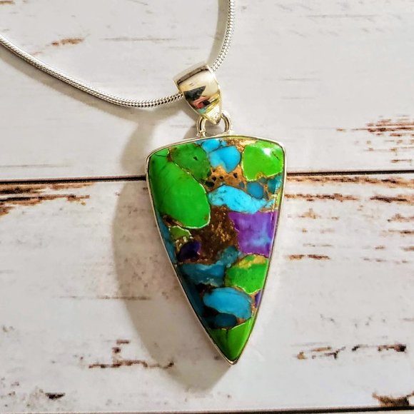 The Girl With Kaleidoscope Eyes Jewelry - Vibrant Multi Turquoise Artisan Pendent